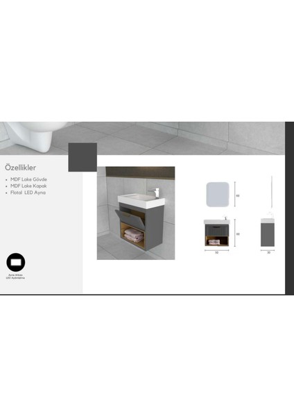 Sempre 50 cm Banyo Dolabı