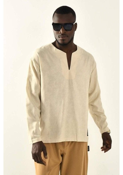 Bej Desenli Kollu Gömlek modelleri