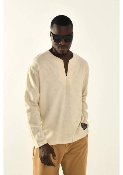 Bej Desenli Kollu Gömlek fırsatları