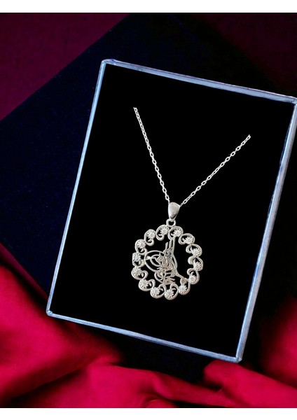 Alâ Silver Jewellery Osmanlı Tuğrası Taşlı Tasarım 925 Ayar Gümüş Kolye