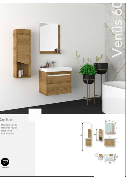 Venüs 60 cm Banyo Dolabı