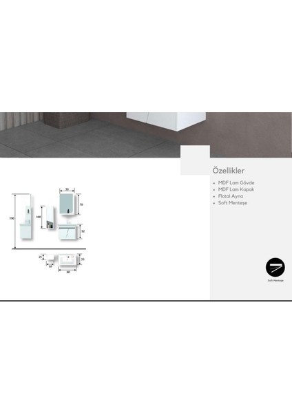 Liyon 60 cm Banyo Dolabı