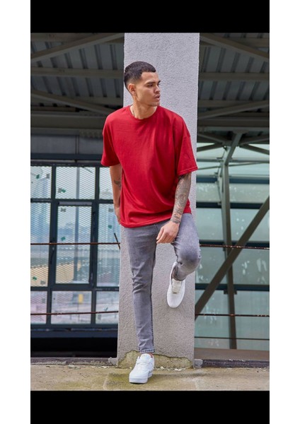 Unisex Renkli Bisiklet Yaka Oversize Boyfriend T-Shirt fiyatları