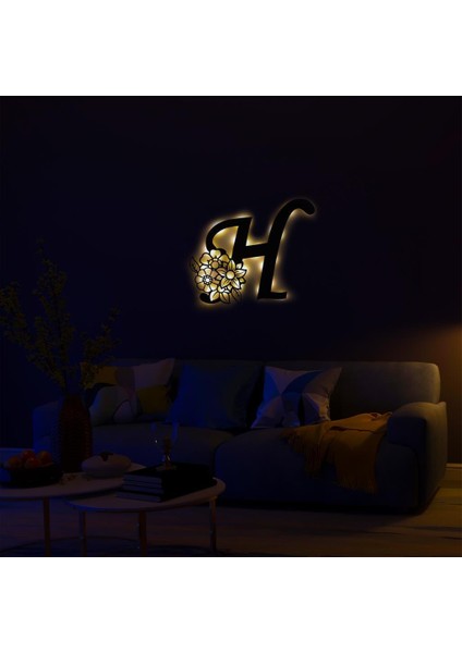 Işıklı Kişiye Özel Çiçekli Harf Dekoratif Tablo Balkon Duvar Dekorlu Gece Lambası fiyatları