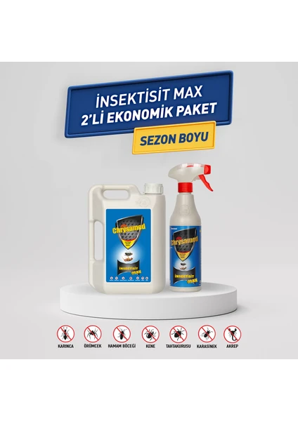 Insektisitt Max Tahtakurusu, Karınca, Akrep, Kene, Örümcek, Hamamböceği, Karasinek 2 Lt. + 500 ml