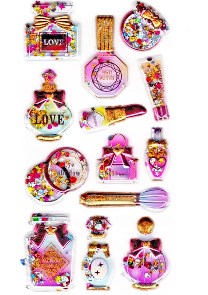 Sticker Kabartmalı Sticker Defter, Planlayıcı Etiket (PULLU-812) - 17X9 cm - Parfüm Makyaj