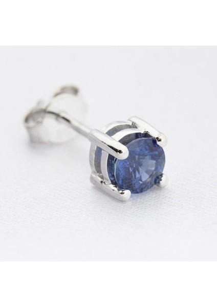 14 Ayar Altın 0.64 Karart Safir Tektaş Tek Küpe (Çift Değildir)