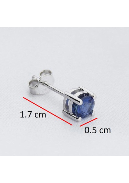 14 Ayar Altın 0.64 Karart Safir Tektaş Tek Küpe (Çift Değildir)