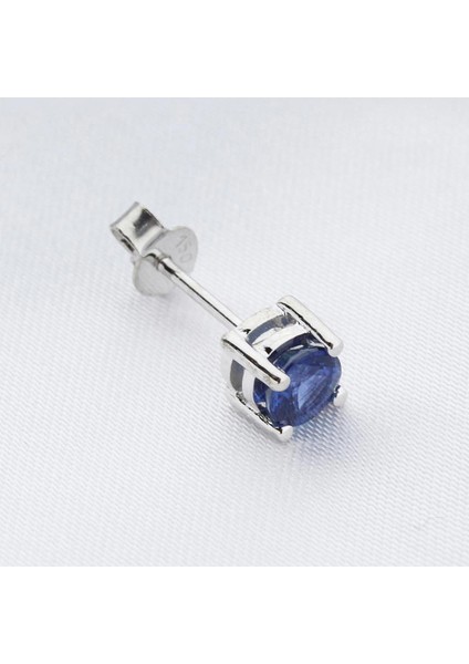 14 Ayar Altın 0.64 Karart Safir Tektaş Tek Küpe (Çift Değildir)