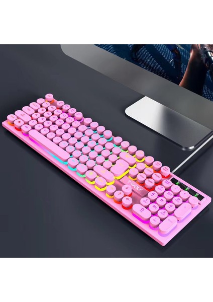 Kablolu Retro Punk Klavye Kızdırma USB Bilgisayar Klavyesi (Yurt Dışından)