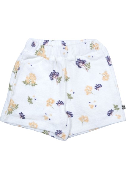 Organik Desenli Havlu Kumaş Kız Çocuk Kısa Şort