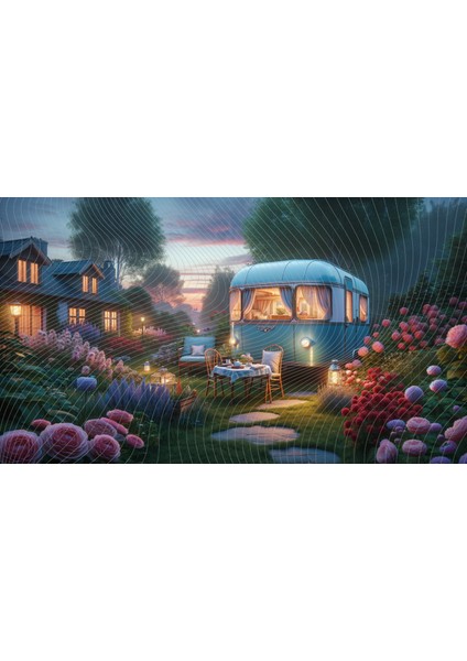 200X150CM Vintage Karavan Bahçe Manzarası Fon Duvar Örtüsü Arkaplan