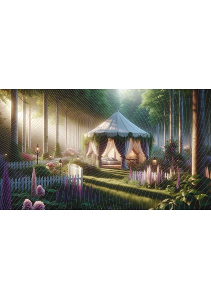Bahçe Çadırı Manzarası 200 x 150 cm Fon Duvar Örtüsü Arkaplan
