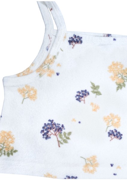 Organik Desenli Havlu Kumaş Askılı Crop Kız Çocuk Bluz modelleri