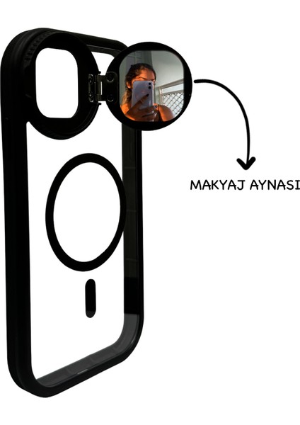 iPhone 14 Pro Max Home Kılıf Standlı Magsafe Şarj Destekli Makyaj Aynalı Kamera Korumalı Kılıf