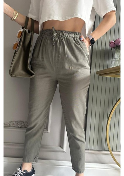Gabardin Keten Pantolon Haki modelleri