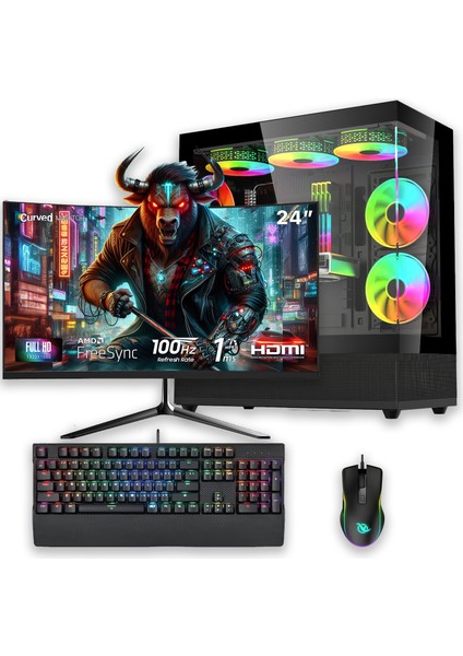 E-Vix Quiritis x I5-12400F 32GB 512GB M.2 Nvme Rtx 4060 Ti 16GB 24" Oyuncu Masaüstü Bilgisayarı