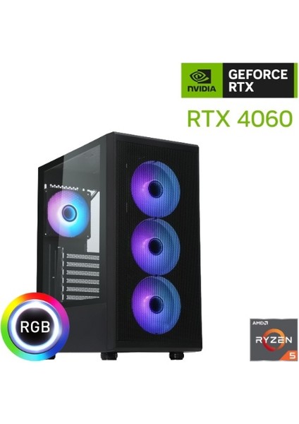 Gaming R5-4060TI Ryzen 5 7500F Rtx 4060Tİ 16GB Ddr5 32G 1tb SSD 240MM Sıvı Soğutma Oyun Bilgisayarı