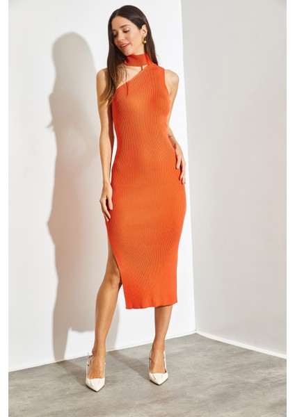 Kadın Balıkçı Yaka Omuz Dekolteli Triko Elbise fırsatları