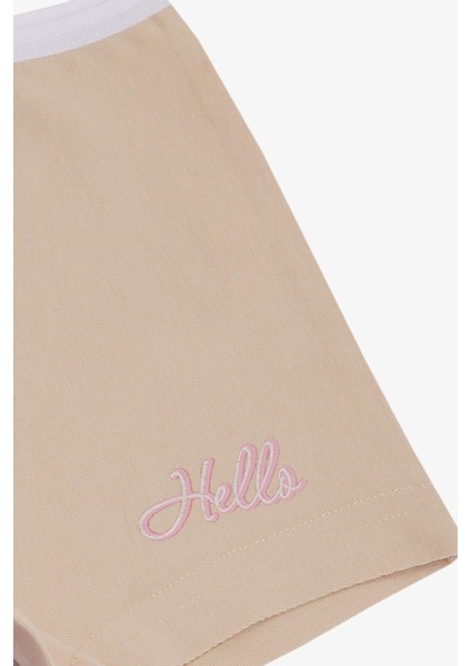 Kız Çocuk Boxer Hello Yazı Baskılı 5-11 Yaş, Bej modelleri
