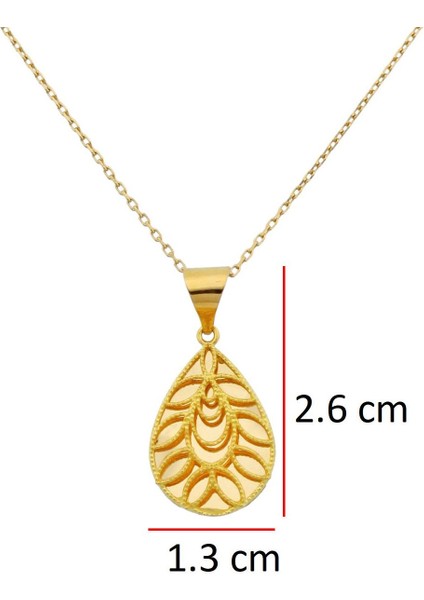22 Ayar Altın Damla Aynalı Tasarım Kolye