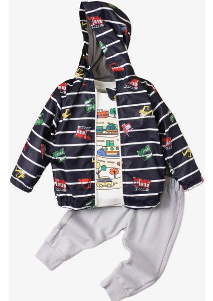 Araba Desenli Kapüşonlu Içi Pamuklu Yağmurluk Bebek Takımı fiyatları