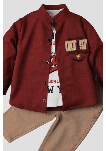 Erkek Bebek Spor Gömlek Takım Kot Pantolon Üst Sweatshirt Üçlü Takım Pamuklu fiyatları