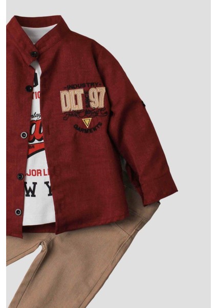 Erkek Bebek Spor Gömlek Takım Kot Pantolon Üst Sweatshirt Üçlü Takım Pamuklu modelleri