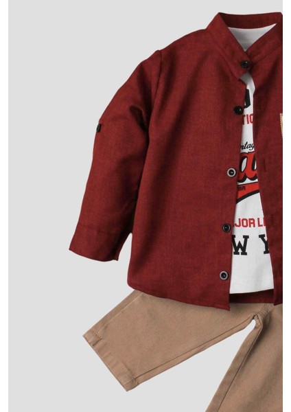 Erkek Bebek Spor Gömlek Takım Kot Pantolon Üst Sweatshirt Üçlü Takım Pamuklu fırsatları