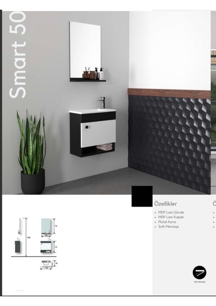 Smart 50 cm Banyo Dolabı