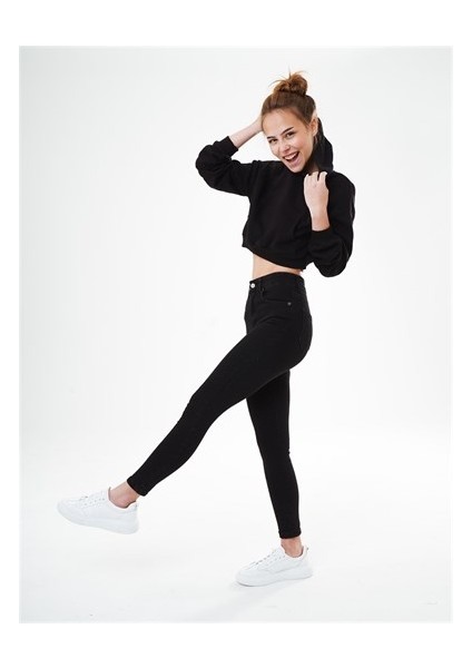 Jean Düz Yıkama Yüksek Bel Dar Paça Kadın Jean Pantolon fiyatları