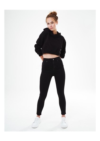 Jean Düz Yıkama Yüksek Bel Dar Paça Kadın Jean Pantolon modelleri