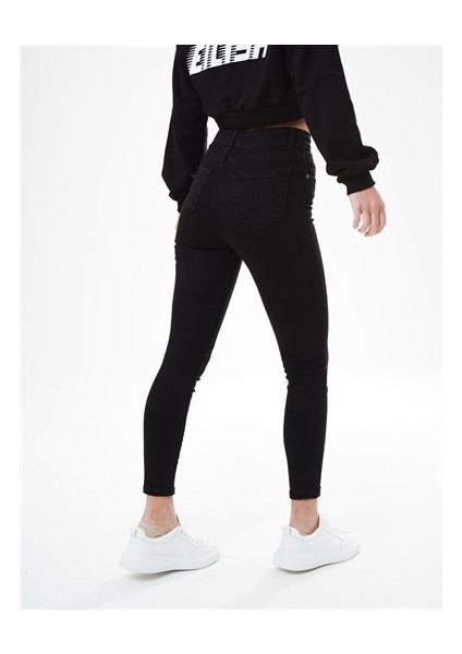 Jean Düz Yıkama Yüksek Bel Dar Paça Kadın Jean Pantolon fırsatları