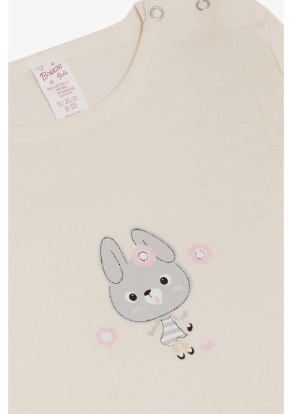 Kız Bebek Çıtçıtlı Zıbın Body Havalı Tavşancık Baskılı 9 Ay-3 Yaş, Krem modelleri