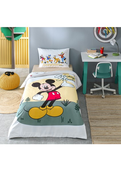 Mickey Mouse Nomadic Tek Kişilik Disney Lisanslı Lastikli Fitted Çarşaf Çocuk Nevresim Takımı