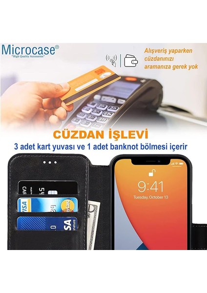 Xiaomi Mi 13 Pro Global Darbeye Dayanıklı Cüzdanlı ve Standlı Kapaklı Deri Kılıf Siyah AL4232