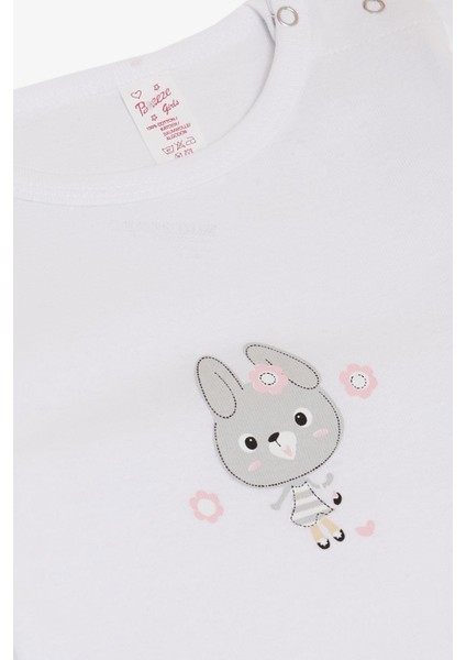 Kız Bebek Çıtçıtlı Zıbın Body Havalı Tavşancık Baskılı 9 Ay-3 Yaş, Beyaz modelleri