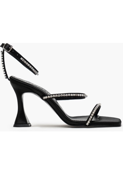 Sofia Siyah Saten Taş Detay Topuklu Kadın Sandalet fırsatları