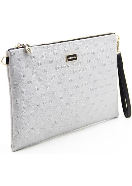 Silver Polo A.gümüş - Siyah NV1034 Kadın Portföy Clutch