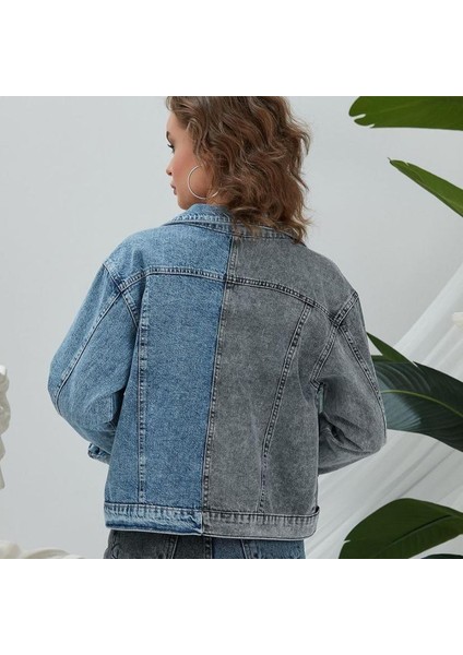 Parçalı Kadın Jean Ceket modelleri
