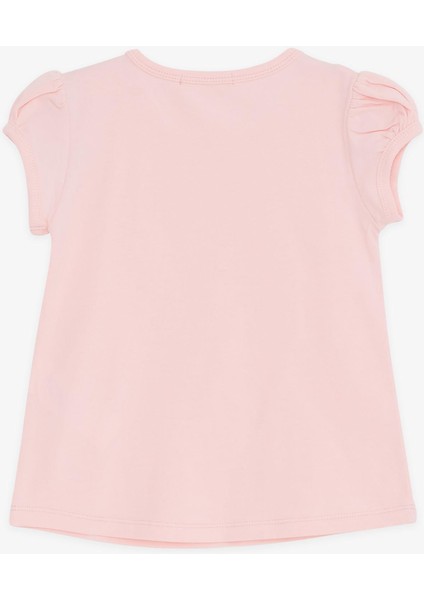Kız Bebek Tişört Çiçek Nakışlı 9 Ay-3 Yaş, Pembe