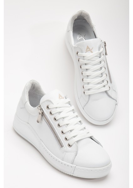 Kadın Deri Fermuarlı Spor Ayakkabı 2665 Spor Beyaz 41 fiyatları