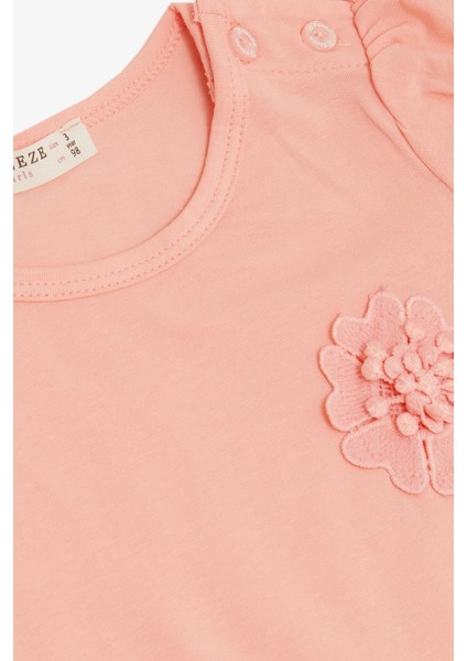 Kız Bebek Tişört Çiçek Nakışlı 9 Ay-3 Yaş, Somon modelleri