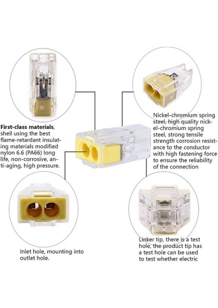 5 Adet PCT-102 2 Pinli Itmeli Hızlı Kolay Kablo Tel Birleştirici Konnektör Vidasız Klemens