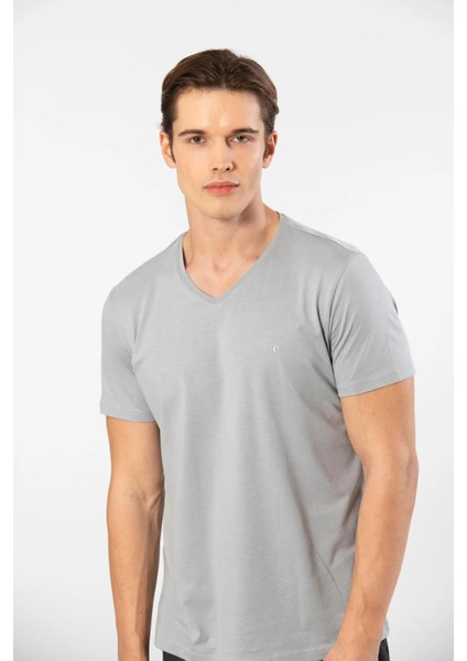 Erkek Kısakol V Yaka T-Shirt, %50 Pamuk %50 Modal