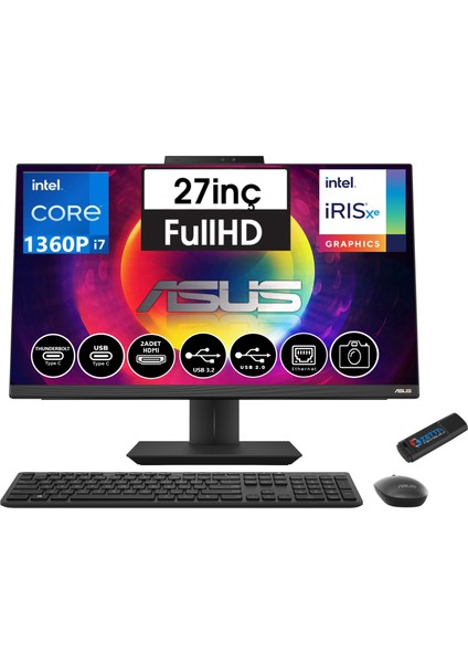 A5702WVAK-I7161TBB0D Intel® Core™ I7-1360P 16GB 1tb SSD Freedos 27" Fhd All In One Bilgisayar I7161TBB0D02+ZETTAUSBBELLEK