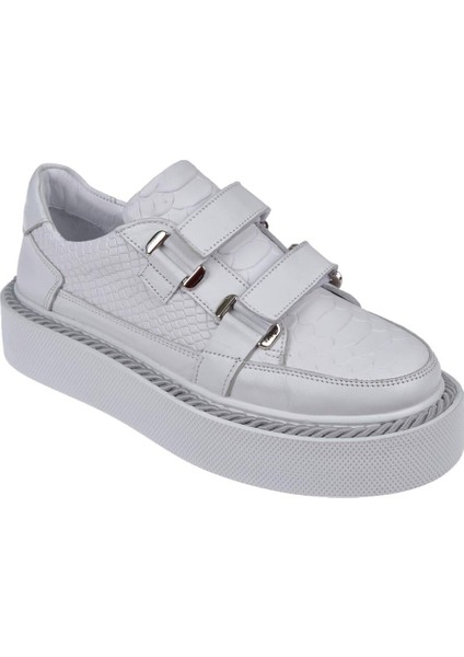 Hakiki Deri Cırtlı Kadın Ayakkabı PLM-34119 BEYAZ