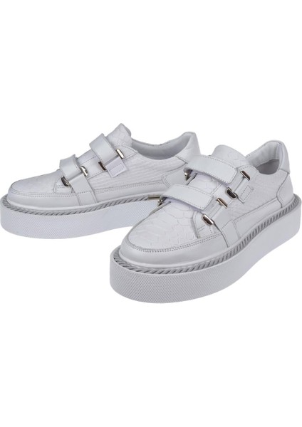 Hakiki Deri Cırtlı Kadın Ayakkabı PLM-34119 BEYAZ fırsatları