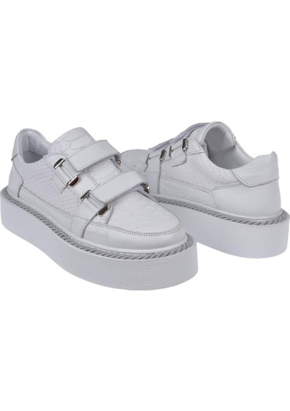 Hakiki Deri Cırtlı Kadın Ayakkabı PLM-34119 BEYAZ indirimleri