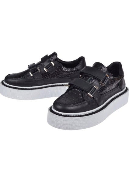 Hakiki Deri Cırtlı Kadın Ayakkabı PLM-34119 SİYAH fırsatları
